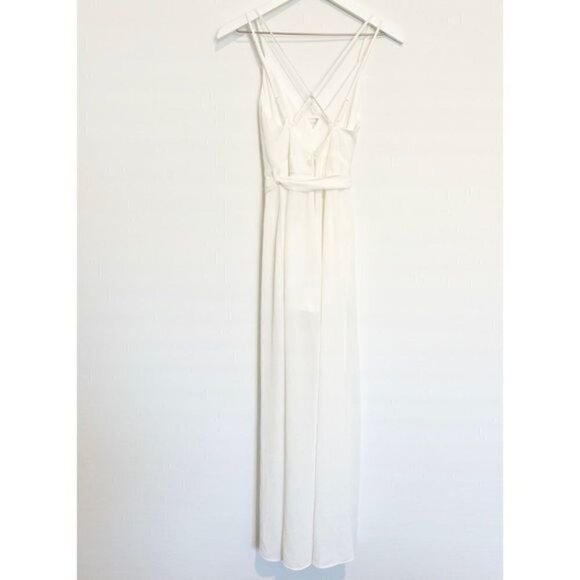 NWT Socialite Split Leg Strappy V-Neck High Slit Boho Jumpsuit Ivory New Size XS - Picture 11 of 12
